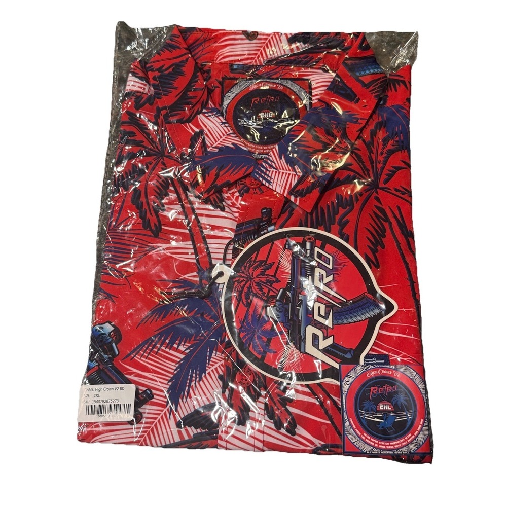 NWT Retro Rifle Shirt Mens 2XL High Crown V2 BD Hawaiian Button Up XXL Sticker